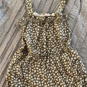 Cat & Jack Green and White Jumpsuit with Elastic Waist